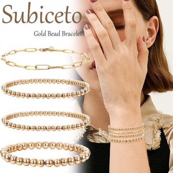4 PCS Bead Bracelet For Women Beaded Ball Paper Clip Bracelet Stretchable Elastic Bracelet Set 4 PCS Bead Bracelet For Women Beaded Ball Paper Clip Bracelet Stretchable Elastic Bracelet Set
